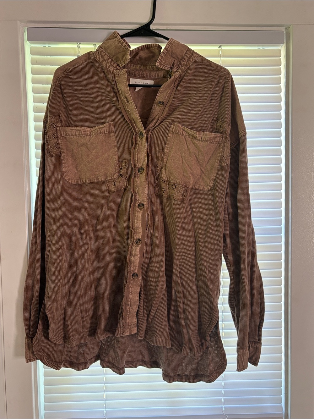 Washed Button-Down Utility Shirt in Brown
